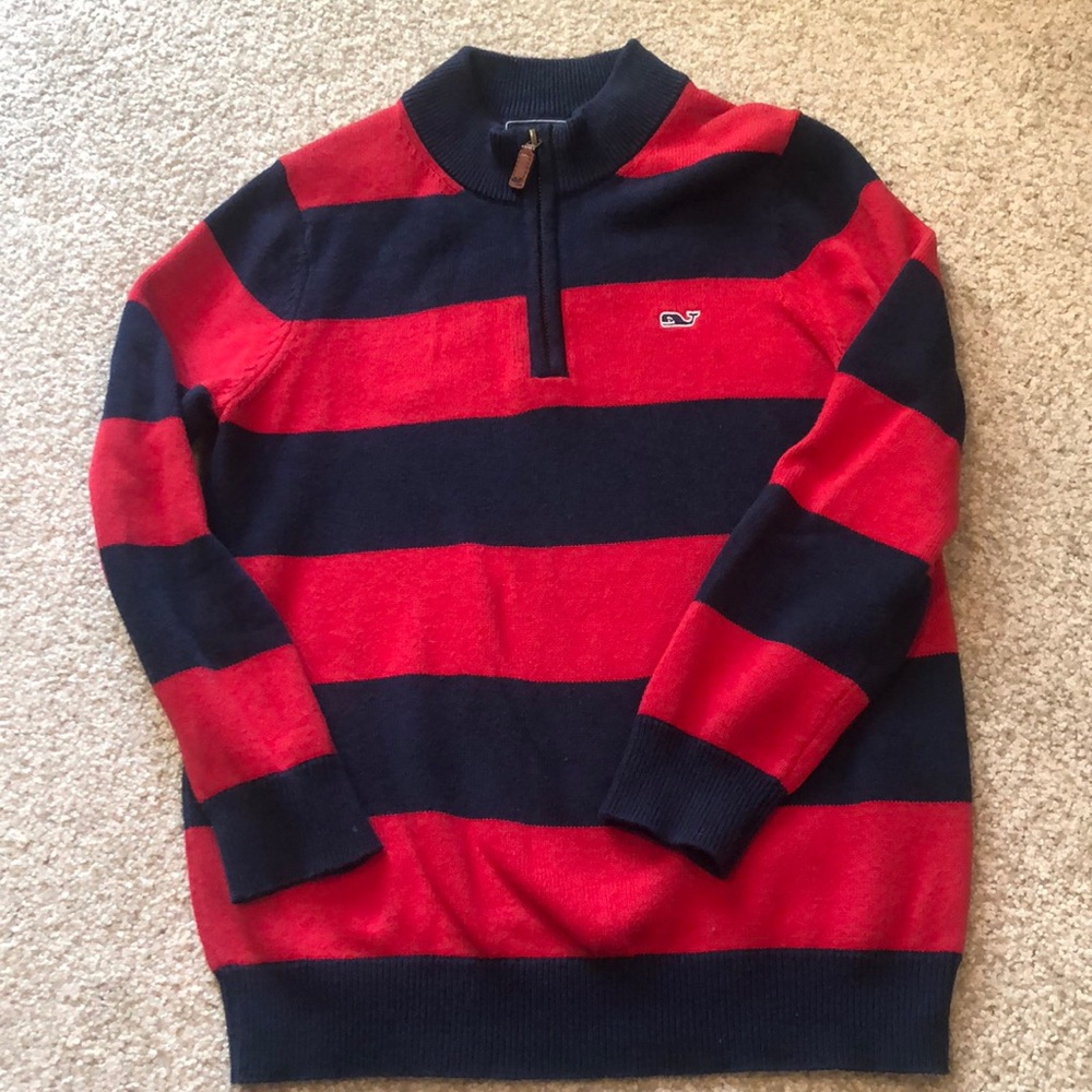 Boys quarter-zip red/blue  vineyard vines sweater